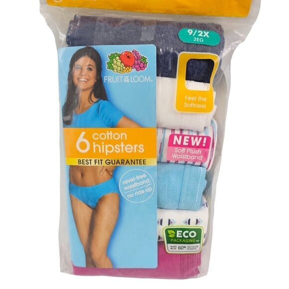 Fruit of The Loom 6-Pack Multi-Color Cotton Hipster Panties – Size 2X(9) NWT - Picture 5 of 9